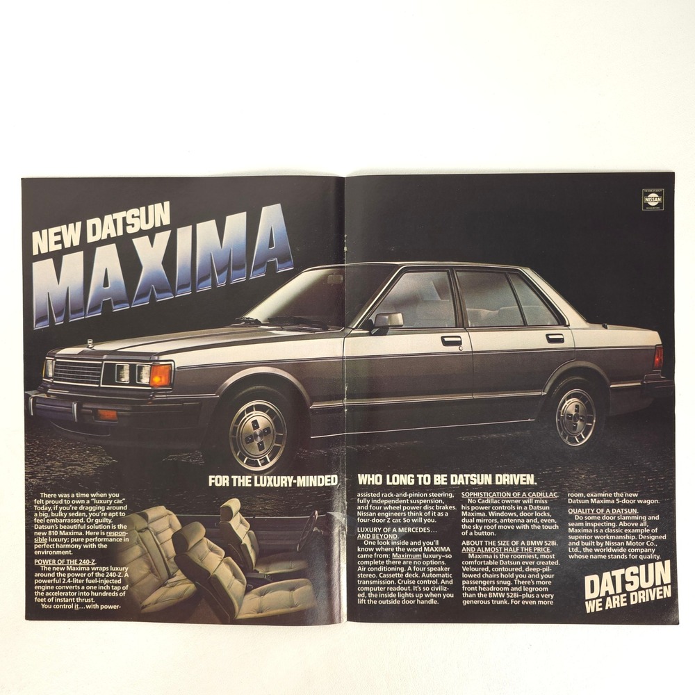 1980 Datsun Maxima Print Ad Vintage Japanese Luxury Nissan JDM Garage Wall Decor